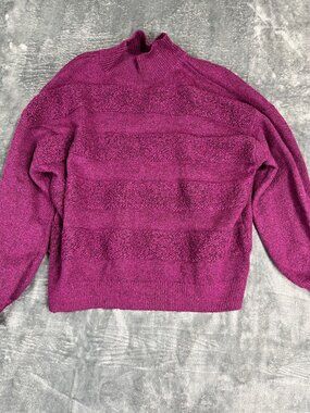 Monograph Womens Purple Textured Striped Mock Neck Sweater XXL